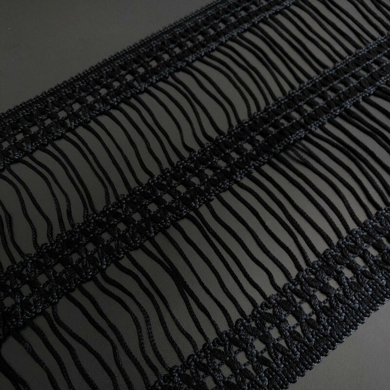 Entremeio de Franja Palito - Preto - 21 cm 